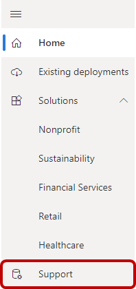 V levém navigačním podokně vyberte Podpora.