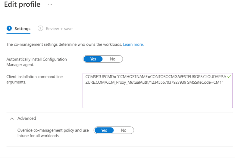 Configure the co-management settings