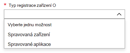 Typ registrace zařízení