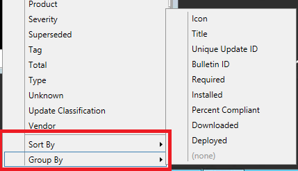 Configuration Manager seskupí podle sloupce.