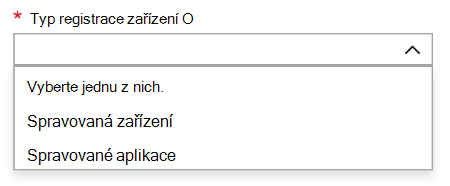 Typ registrace zařízení