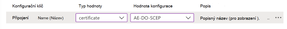 Změna názvu připojení v zásadách konfigurace aplikace VPN v Microsoft Intune příkladu