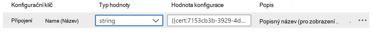 Hodnota konfigurace zobrazuje token certifikátu v zásadách konfigurace aplikace VPN v Microsoft Intune