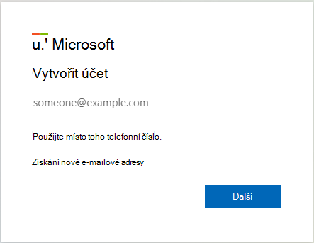 Snímek obrazovky s webovou stránkou registrace zkušebního účtu Microsoft Intune