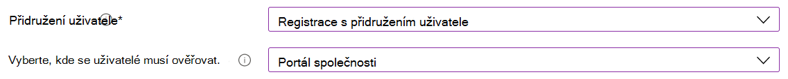 V Centru pro správu Intune a Microsoft Intune zaregistrujte zařízení s iOS/iPadOS pomocí Apple Configuratoru. Vyberte Zaregistrovat s přidružením uživatele a k ověřování použijte aplikaci Portál společnosti.