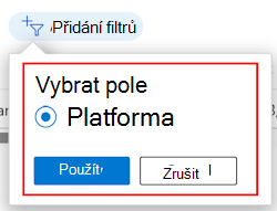 Snímek obrazovky znázorňující filtrovaný seznam filtrů podle platformy v Microsoft Intune