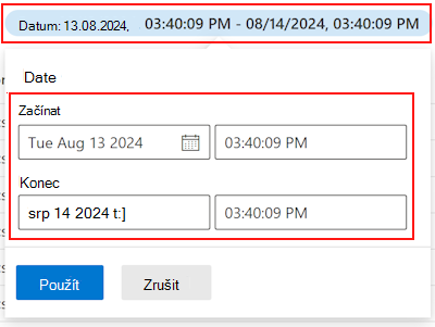 Filtrujte protokoly auditu podle data v Centru pro správu Microsoft Intune a Intune.