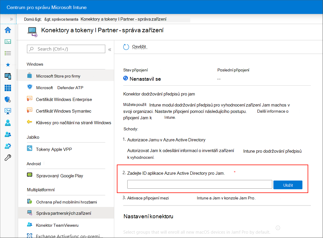 Konfigurace správy partnerských zařízení
