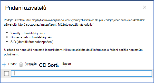 Snímek obrazovky se stránkou Přidat uživatele v Centru pro správu Intune