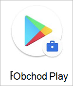 Snímek obrazovky s ikonou Obchodu Google Play s odznáčkem aktovky.