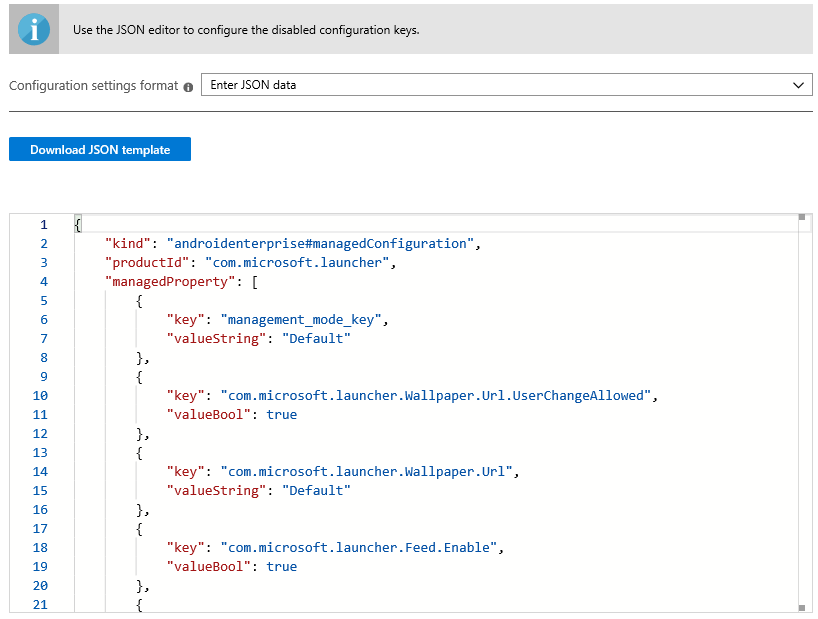 Designer konfigurace – data JSON