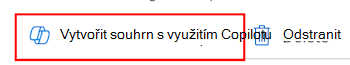 Snímek obrazovky, který ukazuje, že u zásad konfigurace zařízení v Microsoft Intune a Centru pro správu Intune můžete vybrat Vytvořit souhrn pomocí Copilotu.