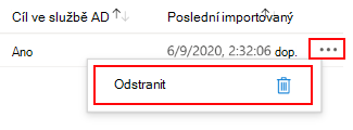 Snímek obrazovky, který ukazuje, jak odstranit nebo odebrat objekt zásad skupiny (GPO), který jste naimportovali do analyzátoru Zásady skupiny v Centru pro správu Microsoft Intune a Intune