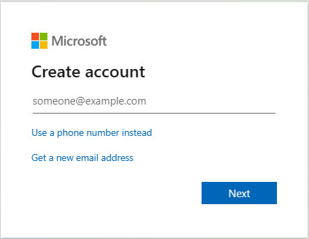 Snímek obrazovky s webovou stránkou registrace zkušebního účtu Microsoft Intune