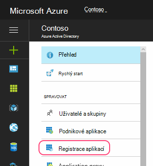 Příkaz nabídky Registrace aplikací