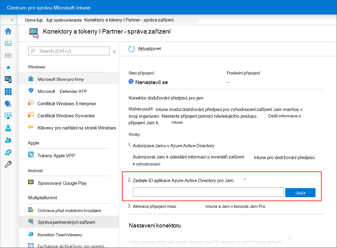 Konfigurace správy partnerských zařízení
