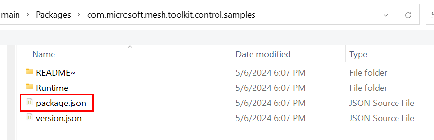 Snímek obrazovky souboru package.json v Průzkumník souborů