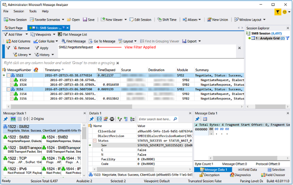 View Filter fails to isolate SMB2 request messages