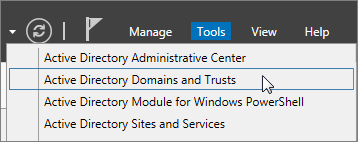 Zvolte Domény a vztahy důvěryhodnosti služby Active Directory.