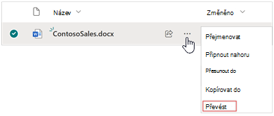 Snímek obrazovky znázorňující možnost Přeložit vedle dokumentu