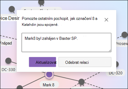 Snímek obrazovky s popisem relace v souvisejících tématech s možností odebrat relaci