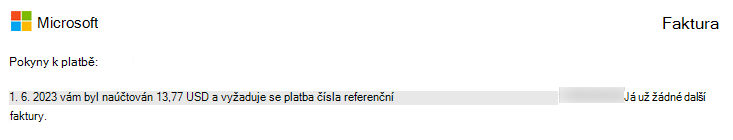 Poslední stránka faktury .PDF s pokyny k platbě.