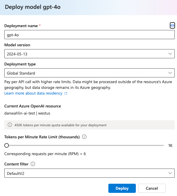 Vytvoření modelu Azure OpenAI