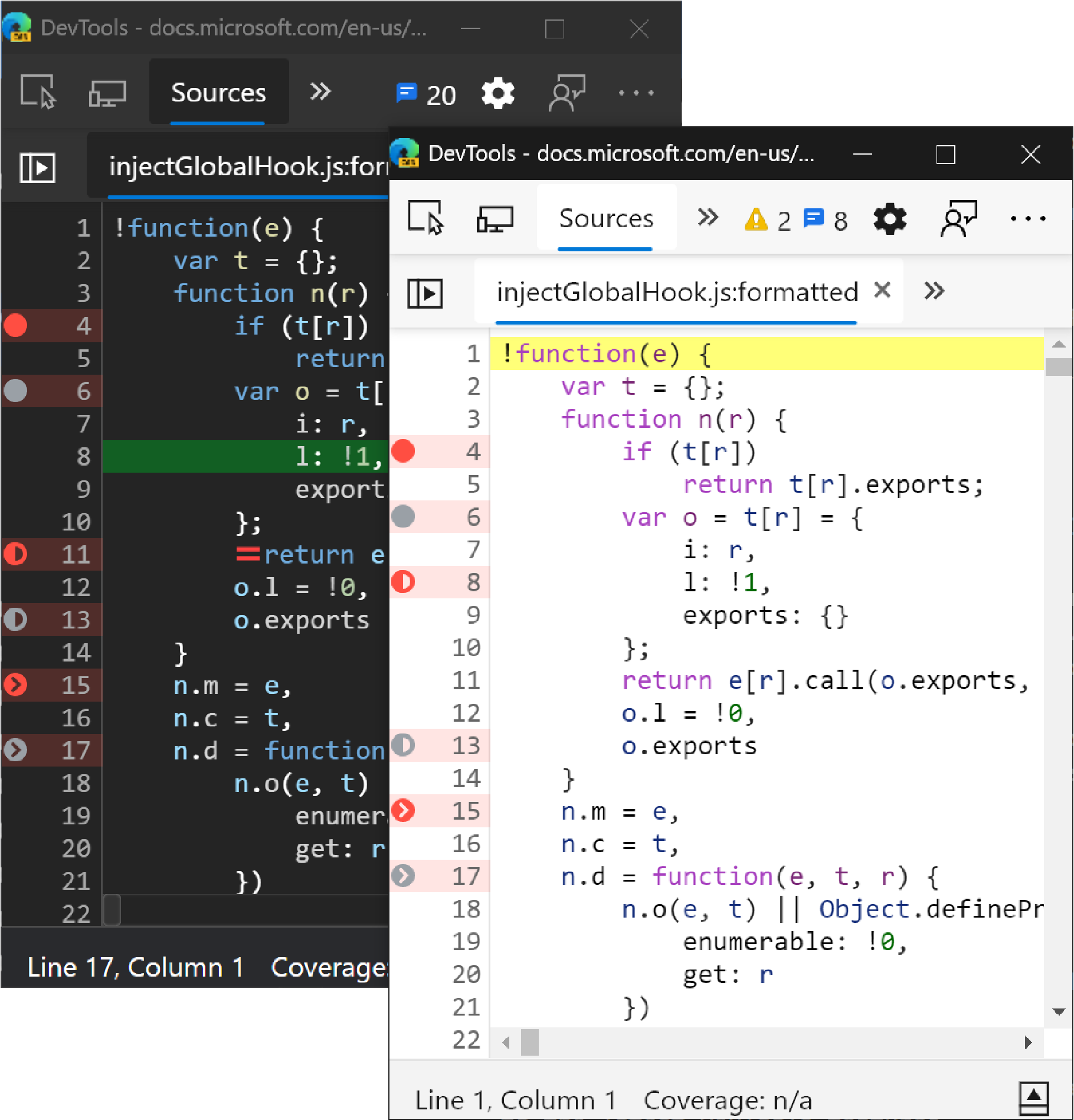 Breakpoint indicators