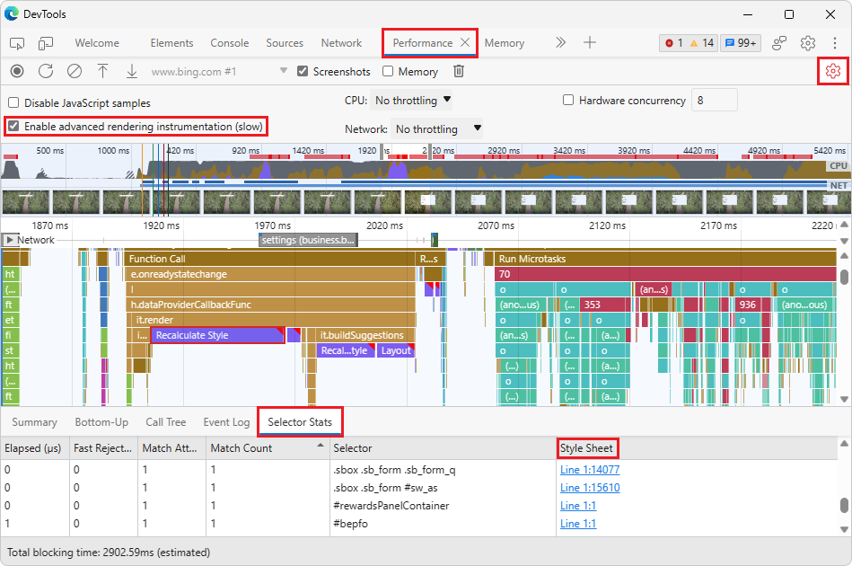 Selector Stats are now aggregated across Recalculate Style events within the currently displayed section of the recorded profile