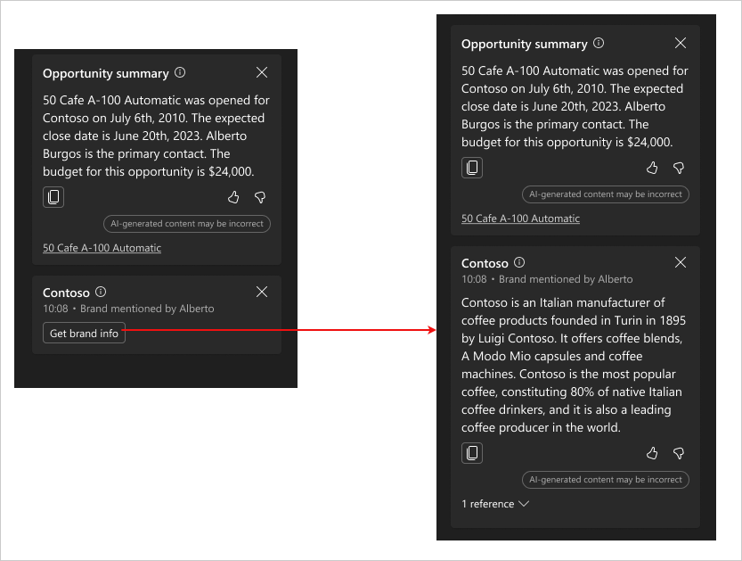 Snímek obrazovky zobrazující tipy k prodeji v reálném čase v Microsoft Teams během schůzky.