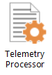 Icon of a telemetry processor with a gear.