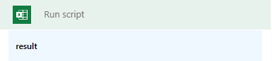 The dynamic content selector in Power Automate showing an entry from a Run script action named 'result'.