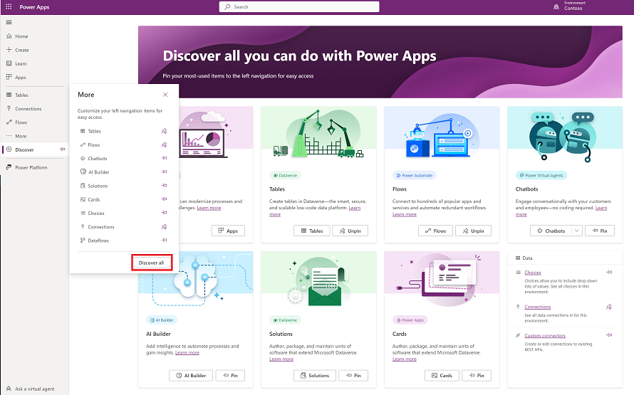 Objevte všechny své Power Apps.