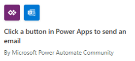 Snímek obrazovky zobrazující šablonu Odeslat e-mail kliknutím na tlačítko v Power Apps.