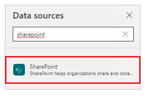 Vyberte zdroj dat SharePoint.