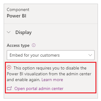 Power BI Embed pro vaše zákazníky - opět povolte vizualizaci.