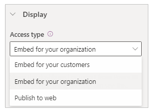 Typ přístupu Power BI.