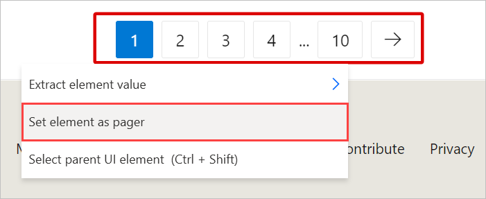 Screenshot možnosti nastavení prvku jako pageru.
