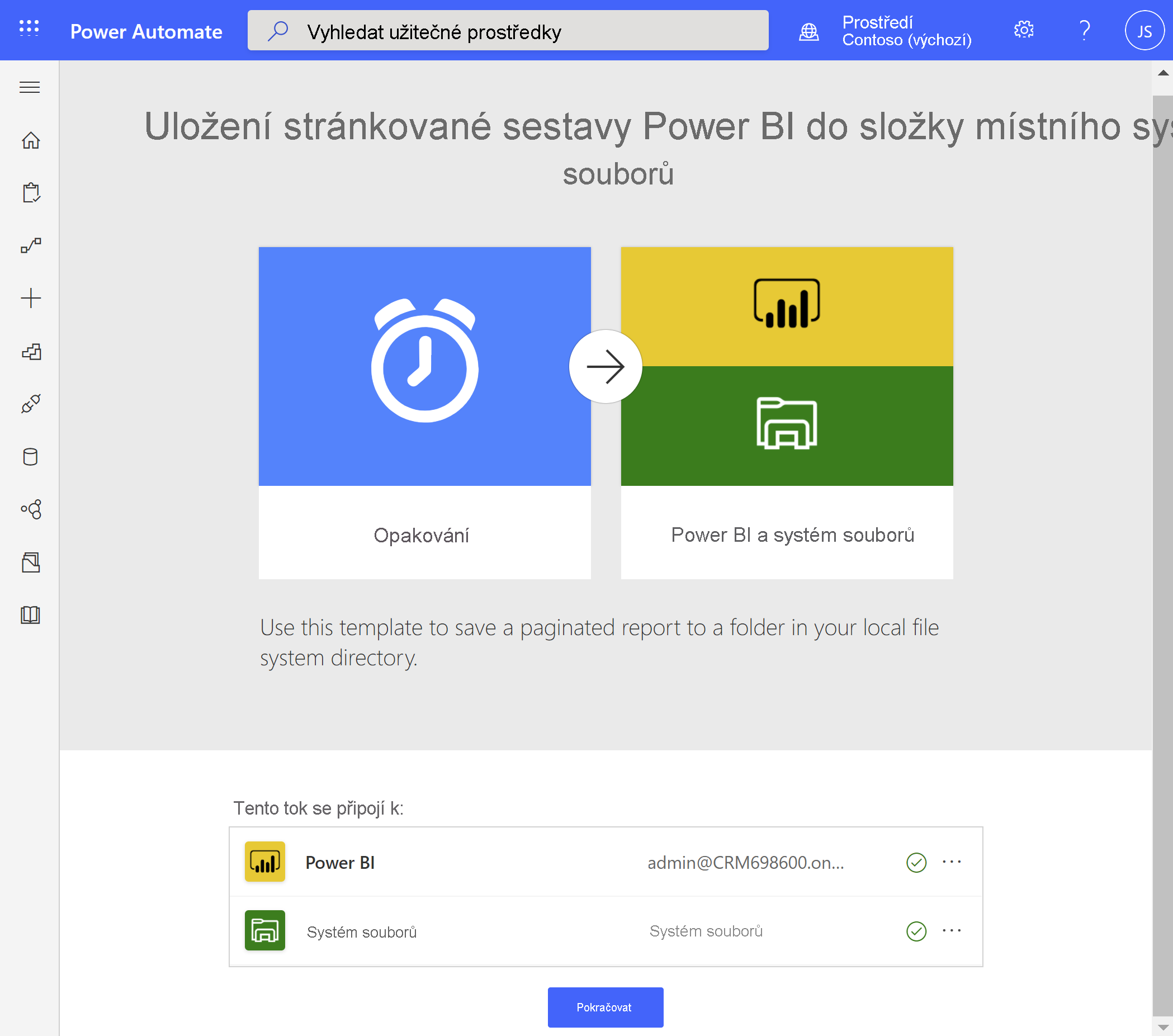 Uložte stránkovanou sestavu Power BI do místního systému souborů.