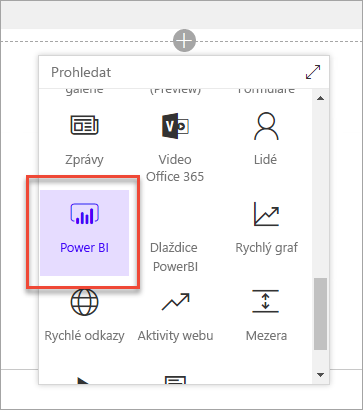 Snímek obrazovky s oddílem Analýza dat zobrazující vybranou možnost Power BI