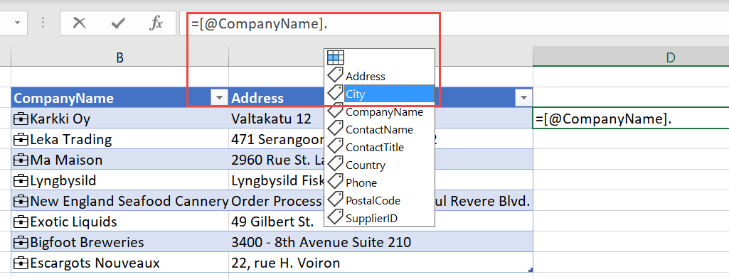 Screenshot of Excel period reference.