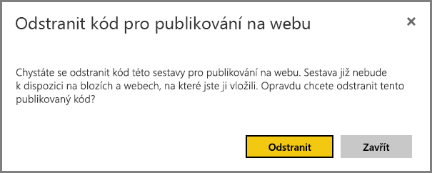 snímek obrazovky s potvrzením odstranění