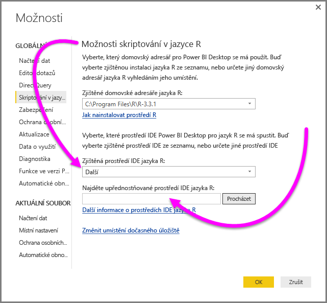 Screenshot of the Options dialog, showing Other is entered in the Detected R I D E field to enter a preferred R I D E.