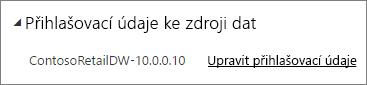 Snímek obrazovky s dialogovým oknem přihlašovacích údajů ke zdroji dat služba Power BI