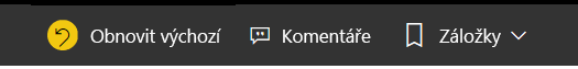 Snímek obrazovky ukazující Obnovit na výchozí