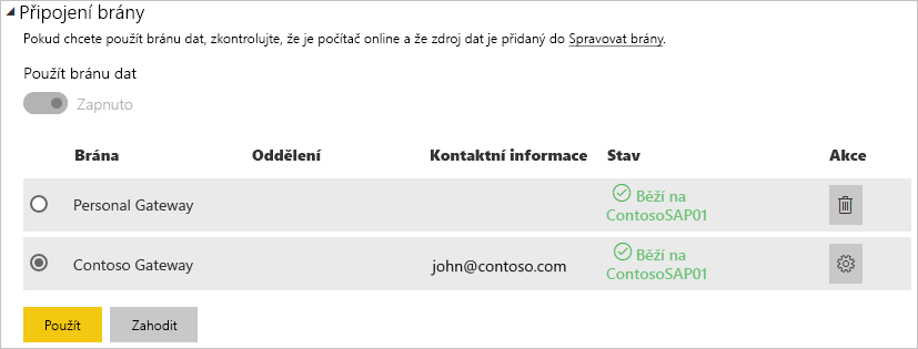 Screenshot displays the users in the Gateway connection dialog.