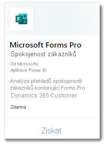 snímek obrazovky ukazuje webovou aplikaci Microsoft Forms Pro Customer Satisfaction.