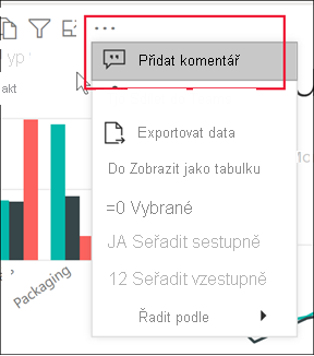 Snímek obrazovky s nabídkou Další možnosti Přidá se komentář.