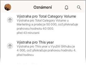 seznam oznámení pro iOS