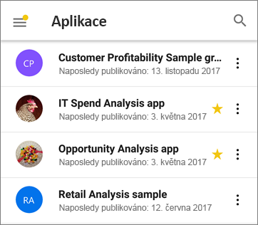 Aplikace v mobilní aplikaci Power BI